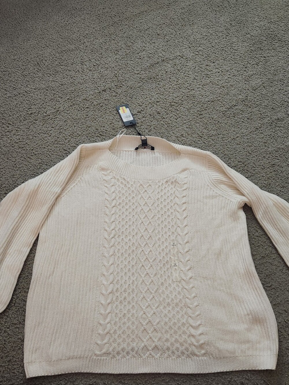 Tommy Hilfiger Ivory Cable Knit Scoopneck Sweater